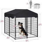 Dog Kennel Outdoor Dog House with Roof Waterproof Cover,2 Sets 4x4x4.5ft Outside Dog Pen for Puppy Small/Medium Dogs,UV-Resistant Exercise Dog Playpen Metal Pet Crate Cage