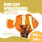 Fish-Shaped Cat Scratch Pad - Wall-Mountable Polyester Cat Scratcher with Free Cat Teaser Toy, Orange, 1 Piece
