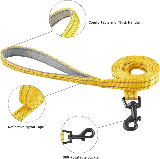 Hipubby Dog Harness and Leash Set, No Pull Soft Mesh Puppy Harness for Small Medium Dogs, Cats - Step in Reflective Breathable Lightweight Vest Harness for Walking, Training - Yellow, M