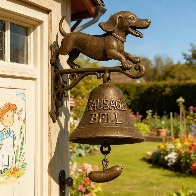 Dachshund Vintage Resin Welcome Doorbell, Resin Wall Mounted Entry Bell for Porch/Front Door/Garden - Essential Gift for Dog Lovers