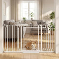 TSAYAWA Triple Lock Clear Acrylic Baby Gate 29.5"-57.5, Extra Wide Auto Close Dog Gate for Doorways, Pressure Mount Indoor Child Safety Barrier for Toddlers and Pets, White