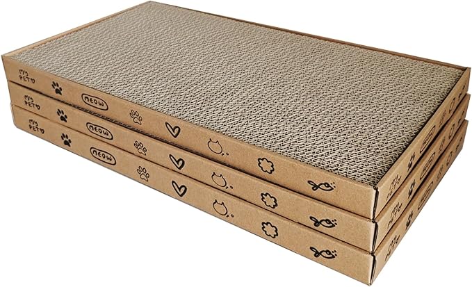 Cat Scratcher Lounge 3-Pack - 18" Corrugated Cardboard Cat Bed & Scratch Pad Set, Eco-Friendly Scratching Toy with Catnip for Indoor Cats & Multi-Cat Homes