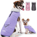 iBuddy Dog Winter Coat for Large Dogs, Easy on Dog Snow Fleece Coat Velcro Waterproof Pet Puffer Clothes with Harness Hole Adjustable Reflective Quilted Pet Cold Weather Vest Wind-poof for Girl Female