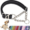 Martingale Dog Collar with Soft Padded - Reflective Choke Chain Collar, Heavy Duty Dual D-Rings no Pull Dog colla for Large/Medium/XL,XXL Dogs Dogs - Comfort Training Collar(Black L)