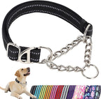 Martingale Dog Collar with Soft Padded - Reflective Choke Chain Collar, Heavy Duty Dual D-Rings no Pull Dog colla for Large/Medium/XL,XXL Dogs Dogs - Comfort Training Collar(Black L)