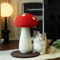 Happy & Polly Mushroom Cat Scratcher Toy, Red and White, Floor Mount, Modern Style, for Indoor Climbing (Red, Large)