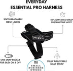 ShawnCo Essential Pro Dog Harness, No-Pull Pet Vest with 3 Leash Clips and Removable, Reflective Side Patches, Adjustable and Padded Harness for Small, Medium and Large Dogs (Midnight, L)