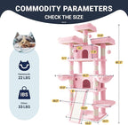 Allewie 82 Inches Large Cat Tree/House/XXL Tall Cat Towers for Big Feline/Scratching Post/Multi-Level Large Kitty Climbing Tree with Condo/Pink