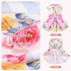 PUPTECK Floral Dog Dress for Spring Outfit Puppy Cute Small Dogs Clothes,Stripe,M
