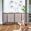 Freestanding Dog Gate Indoor,Doggie Gate Foldable Pet Gates for Doorways,Stairs or Hallways, Wooden Brown Pet Gate for the House, Pet Fence with Support Feet Included,32 "Height-4 Panels