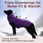 Dog Coat Winter Warm Dog Jackets for Large Dogs Reflective Snowsuit with Harness Fleece Dogs Snow Jacket Waterproof Pet Clothes for Cold Weather