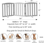 Freestanding Dog Gate Indoor,Doggie Gate Foldable Dog Gates for Doorways,Stairs or Hallways, Wooden White Pet Gate for The House, Pet Fence with Support Feet Included,24 "Height-3 Panels