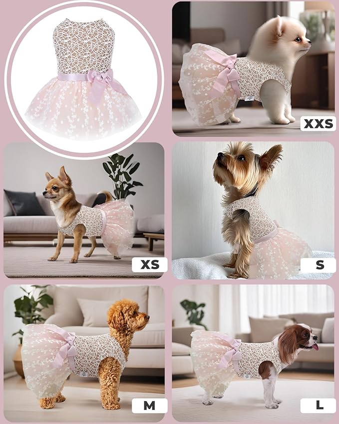 CuteBone Dog Birthday Dress Girl Puppy Skirt Tutu Cat Wedding Outfit Pet Party Clothes for Small Dogs Costume DD23M