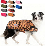 BEAUTYZOO Dog Winter Coat for Large Dogs Waterproof, Warm Reflective Great Dane Oxford Canvas Jacket, Fleece Dog Cold Weather Coats Windproof for Female Male Dogs, Leopard L