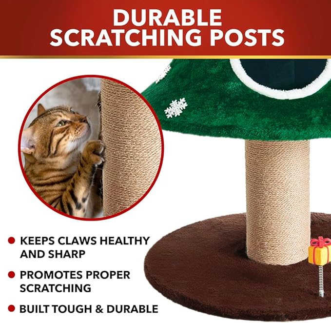 Cat Christmas Tree Multi Level Cat Tower with Scratching Posts Plush Condos and Holiday Cat Furniture Design Available in Multiple Styles and Sizes (Alpine, 52" H)