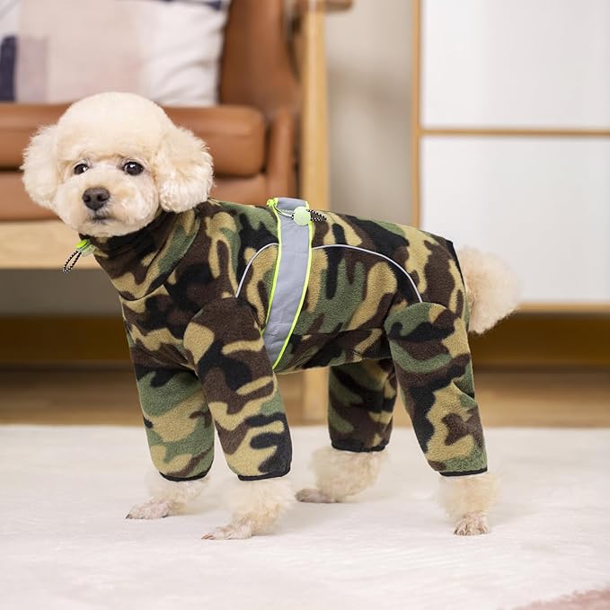 Polar Fleece Dog Coats for Small Medium Dogs, Winter Jacket Sweater Vest Bodysuit, Four-Legged Warm Clothes Pajamas