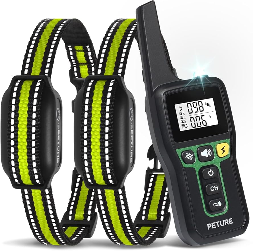 Bark Collar with Remote, 3300Ft 2-in-1 Bark and Training Collar Combo with Beep Vibration Static & Auto Mode, IPX7 Waterproof Automatic Bark Collar for 7-120lbs Small Medium Large Dog (2 Pack)