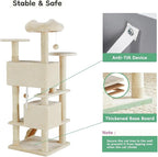 Cat Tree Tower, 54-Inch Cat Tree for Indoor Cats, Multi-Level Furniture Activity Center Cat Tower with Scratching Post, Beige
