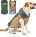 Doglay Dog Jacket Waterproof Dog Coat, Reflective Cold Weather Winter Coat, Adjustable Turtleneck Fleece Puppy Snow Jacket with Harness Hole for Small Medium Large Dogs