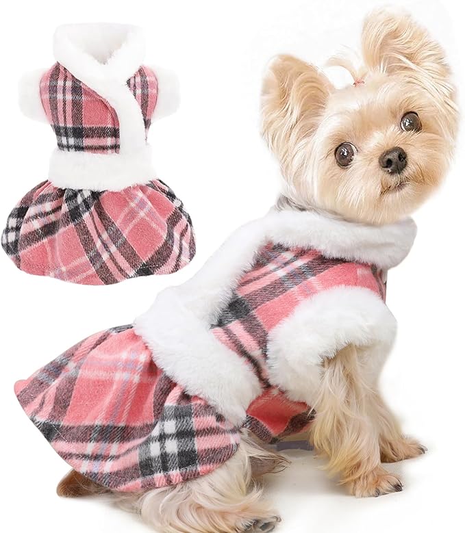 Dog Sweater Dog Winter Clothes for Small Dogs Boy Girl Fall Puppy Dress Warm Fleece Chihuahua Yorkie Teacup Sweaters Dresses for Small Dogs Girl Cat, Pink, S