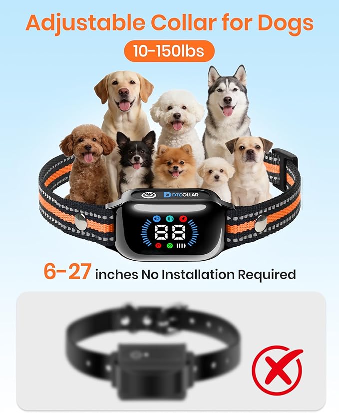 2-in-1 Bark & Shock Collar - Color Screen Dog Training Collar with Beep/Vibration/Shock/Anti Bark 4 Modes, 3300FT E Collar with Remote for Small to Large Dogs (8-120lbs), IP67 Waterproof Rechargeable
