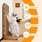 Cat Scratching Post, 3-in1 Scratching Board for Indoor Cats, 2PK 22in L-Shaped Cat Scratcher with 1PK Cardboard Box Scratch Pad, Cats Scratch Furniture Protector with Feathered Toy