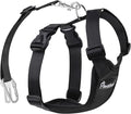 Pawaboo Breathable Dog Seat Belt Harness for Car, Adjustable Dog Safety Vest Harness with Vehicle Connector Strap, M, Black + Silver