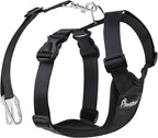 Pawaboo Breathable Dog Seat Belt Harness for Car, Adjustable Dog Safety Vest Harness with Vehicle Connector Strap, M, Black + Silver