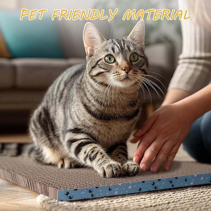 4Pack Cat Scratcher Pad, Reversible Scratching Cardboard, 14" Lx5.3 W Post Board for Indoor Cats Cardboard pad Sleep Play and Grind Claws