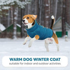 IDOMIK Warm Dog Coat with Harness, Waterproof Reflective Dog Jackets for Small Medium Large Dogs, Fleece High Collar Winter Jacket with Zipper, Pet Winter Snowsuit Clothes for Cold Weather,Blue XL