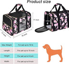 Petmolico Cat Carrier Soft-Sided Pet Bag for Small Medium Cats Puppies 16LBs - Airline Approved Pet Travel Carrier 3 Open Doors (Medium,Pink Peony)
