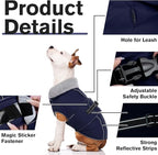 Lelepet Warm Dog Coat Waterproof Dog Jacket for Large Dogs Reflective Fleece Vest with Adjustable Buckle Hook & Loop Windproof Cold Weather Coats for Small Medium Large Dogs, Navy Blue, XXL