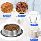 2 Pack Stainless Steel Dog Bowls with Rubber Bottom, Anti-Slip Heavy Duty Premium Quality Pets Feeder Bowls for Dogs and Cats and More (1½Cup / 10oz)