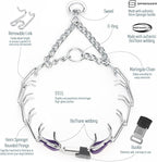 Herm Sprenger Chrome Plated Steel Dog Collar with Quick Release ClicLock Buckle and Biothane Insert Training Collar for Dogs Made in Germany (Violet Purple, 23in x 3.2mm(Neck Size up to19-20in))