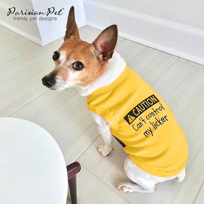 Parisian Pet Dog Shirt – 100% Cotton Shirts for Small Dogs – Yellow Sleeveless Puppy Clothes – Lightweight Pet Apparel – Breathable Soft Dog Clothes - Stretchy Funny T Shirts for Dogs