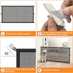 Magic Mesh Dog Gate for Doorways – Indoor Pet Gate 30"x70" for Kitchen, Stairs, Hallway, Fits 64–66" Wide Openings