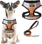PUPTECK Soft Mesh Dog Harness and Leash Set Pet Puppy Cat Comfort Padded Vest No Pull Harnesses, Orange, XS