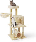 Tall Cat Tree for Indoor Large Cats or Kittens, Multi-Level Cat Activity Tree with Scratching Posts, Hammock, Cat Cave Condo, Modern Cute Small Cat Climbing Tower with Widened Perch