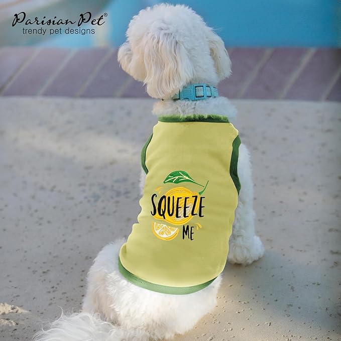 Parisian Pet Dog Shirt – 100% Cotton Shirts for Medium Dogs – Sleeveless Puppy Vest – Lightweight and Breathable Pet Apparel – Pullover Summer Dog Clothes - Stretchy Funny T Shirts for Dogs
