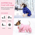 AOFITEE Dog Winter Coat, Waterproof Dog Jacket, Fullbody Dogs Winter Coat Snowsuit, Windproof Puppy Puffer Jacket Snow Suit with Legs, Pet Fleece Vest, Cold Weather Coats for Small Dogs, Blue XXL