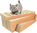 Cat Scratch Pad with Catnip, 3 Packs Corrugated Cardboards Cat Scratcher Pads for Indoor Cats, Durable Scratching Board for Small Medium Cats Kitten, Suitable for Cats to Rest, Grind Claws and Play
