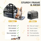 Lekereise Top-Expandable Pet Carrier 18x11x11Inch Delta American United Airline Approved Soft Sided Underseat to 15lbs Travel Carriers for Small Dogs Cats with Locking Safety Zippers Anti-Scratch Mesh