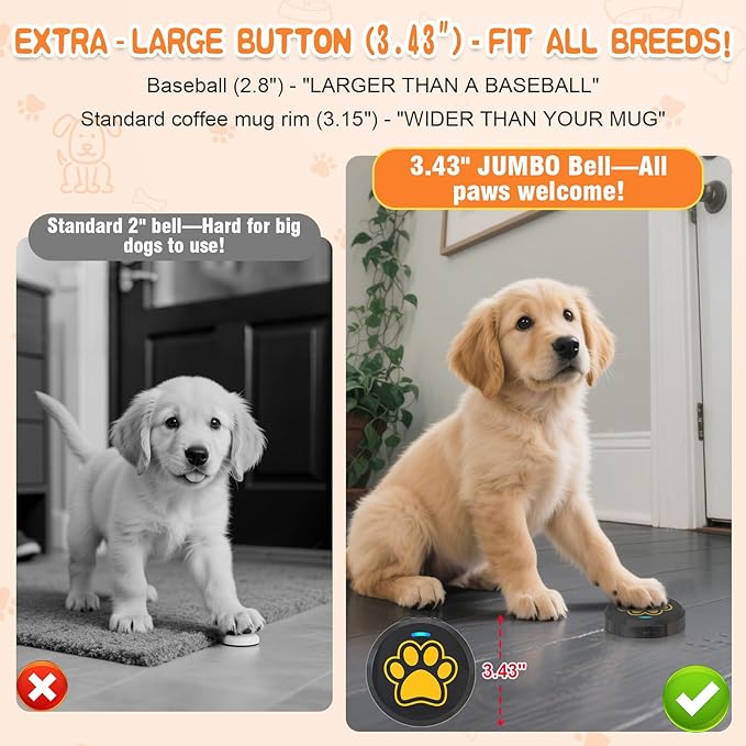 ChunHee Dog Bells to Go Outside - Bell for Dogs to Ring to Go Potty | Chew-Proof Dog Door Bell | 0-115dB Adjustable Volume & 28 Ringtones | Bells for Dog Training to Go Outside Without Barking