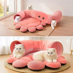Cat Tunnel Bed for Indoor Cats, Peekaboo Cat Cave Bed,Soft Cat Donut Tunnel for Kitten Large Cats, Cute Pink Octopus Shaped