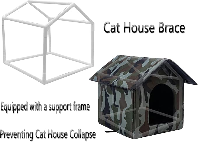 Cat Houses for Outdoor Cats Outdoor Houses for Feral Cats House with Weatherproof Canvas Roof Stray Shelter (Large cat Houses, Green cat House)