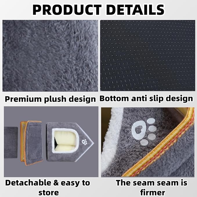 Cat Houses Indoor-Foldable Cat Dog House & Kennel Bed Mat for Kittens & Puppys,Enclosed Warm Cat Beds for Indoor Cats with Removable Cover for Winter,Dog House Cave Tent (Brown, S:10.2×11.8×12.6in)