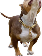 Adjustable Stainless Steel 19MM Gold Plated Dog Titan Collar Necklace Training Walking Metal Dog Duty Chew Proof for Small Medium Large Dogs American Pitbull German Shepherd (19MM*26inch, Gold)