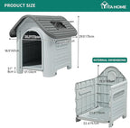 YITAHOME Dog House Outdoor Plastic Doghouse Water Resistant Pet House with Adjustable Skylight and Elevated Base for Small, Medium, and Large Dogs