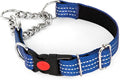 Martingale Collars,Reflective Dog Collar,Side Release Buckle,Adjustable Chain Training Pet Collars (Blue, S,Neck 10"-15")