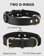 Joytale Genuine Leather Dog Collar for Large Dogs, Heavy Duty Thick Solid Leather for Power Breeds, Sturdy Adjustable Pet Collar with Metal Pin Buckle, Durable for Daily Walking, Black, XL